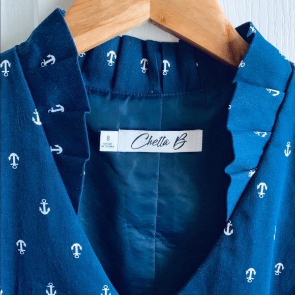 Chetta B Anchor Print Pom Pom Shift Dress - Picture 4 of 4